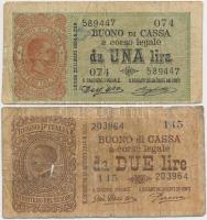 Olaszország 1893. 1L + 1920-1922. 2L Szign.: Giu. Dell'Ara és Porena T:III-,IV Italy 1893. 1 Lira + 1920-1922. 2 Lire Sign.: Giu. Dell'Ara and Porena C:VG,G Krause 33.,37.c