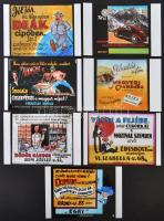 cca 1940 Árucikkek, szolgáltatások reklámja, 13 db modern nagyítás korabeli üveglemez diapozitívokró...