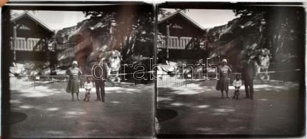 cca 1910 Családi utazások vizuális emlékei, 21 db sztereo képpár üveglemezen, tájképek, épületek, he...