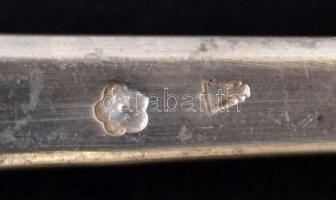 Ezüst (Ag.) merőkanál, monogrammal,jelzett,  h:22 cm, nettó:102 g