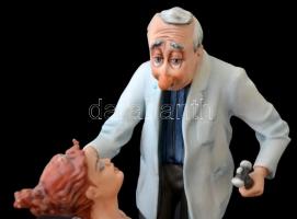 Poema Artistic Emil Cretu humoros kisplasztika, festett bisquit porcelán, jelzett, hibátlan, m:24 cm...