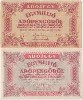 1946. 10db-os adópengő bankjegy tétel, közte sorozat- és sorszám nélküli T:vegyes