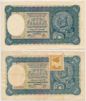 Szlovákia 1940. 100K (2x) egyik csehszlovák bélyeggel T:I-,III Slovakia 1940. 100 Korun (2x) one with Czechoslovak stamp C:AU,F