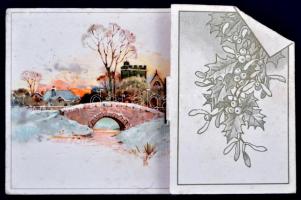 Kihajthatós térhatású újévi üdvözlő lap / New Year, Albrecht Dürer Serie 8. No. 4. litho, folding card with 3D effect (fa)
