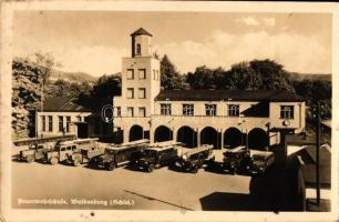 Walbrzych, Waldenburg; Feuerwehrschule / firefighter school, fire engines