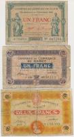 Franciaország / Nancy / Dijon 1919. 1Fr (2xklf) + 2Fr T:III,III-,IV France / Nancy / Dijon 1919. 1 Franc (2xdiff) + 2 Francs C:F,VG,G