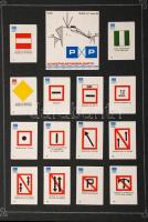 315 db belga gyufacímke, összesen 16 db kartonlapon, közte sorozatok is