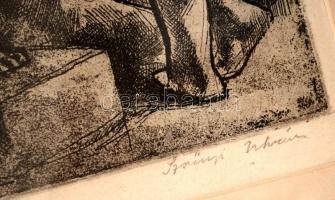 Szőnyi István (1894-1960): Gondolkodó félakt és hátakt. Rézkarc, papír, jelzett, üvegezett keretben,...