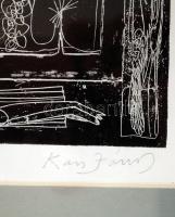 Kass János (1927-2010): Kettős portré. Negatív rézkarc, papír, jelzett, üvegezett keretben, 30×19 cm