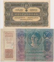 1914. 2K "C" sorszámjel + 50K + 1920. 1K + 10K + 20K T:III