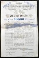 Budapest 1903. "Pesti Hazai Első Takarékpénztár-Egyesület" nyeremény-kötvénye 10.000K-ról, szárazpecséttel, bélyegzéssel és szelvényekkel T:III nagyobb szakadás, fo.