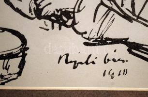 Rippl-Rónai József (1861-1927): Fenella és Rippl bácsi, Cinkográfia, papír, jelzett a nyomaton, üveg...