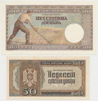 Szerbia / Német megszállás 1942. 50D + 500D T:I-,III
Serbia / German occupation 1942. 50 Dinara + 5...