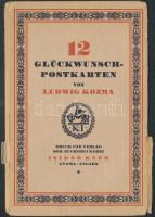 Glückwunsch-Postkarten von Ludwig Kozma - Kozma Lajos művészi üdvözlőlapjaihoz tartozó papírtok 'Nyomdai példány' pecséttel, Kner Izidor gyomai nyomdájából / paper case for Kozma's art greeting cards