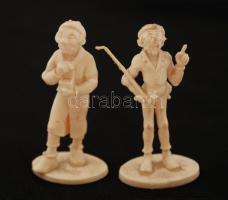 2 db Linde mosóporajándék német Wilhelm Busch-mesefigura (Lehrer Lämpel, Onkel Nolte), műanyag, jelzettek, m: 7 cm