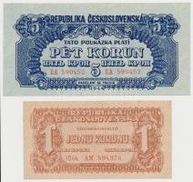Csehszlovákia 1944. 1K + 5K + 20K + 100K + 500K T:I-,II,II-,III
Czechoslovakia 1944.1 Korunu + 5 Ko...