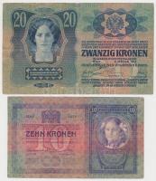 1904. 10K + 1913. 20K mindkettő "CSÁKVÁR MEZŐVÁROS" felülbélyegzéssel T:III,III- ragasztot...