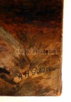 Gibson jelzéssel: Vitorlások, csónakok. Olaj, vászon, 30×61 cm