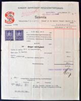 1929-34 Bp., A Singer Varrógép Részvénytársaság fejléces számlái ellenőrzési szelvénnyel, pecséttel,...