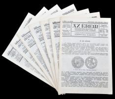 Az Érem című folyóirat 7db klf száma: I. évf. 1-2., 3-4., 5., 1924. II. évf, 1925. III. évf., 1926. IV. évf., 1928. VI. évf.