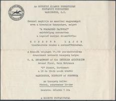 Kossuth centenáriumi borítékok és az ünnepségre szóló meghívók az USA Postaügyi miniszterétől