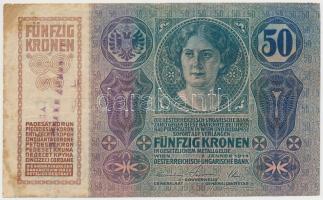 1914. 50K Szerb-Horvát-Szlovén Királyság "SHS" felülbélyegzésével és 50p bélyeggel T:III