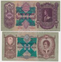 1930. 100P + 1932. 50P + 1936. 10P + 1941. 20P mindegyik hamis nyilaskereszt felülbélyegzéssel (fake overprint) T:III