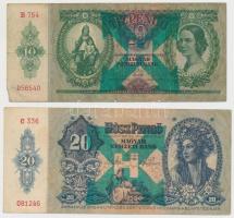 1930. 100P + 1932. 50P + 1936. 10P + 1941. 20P mindegyik hamis nyilaskereszt felülbélyegzéssel (fake...
