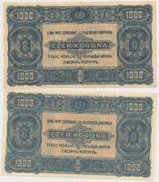 1923. 1000K "Magyar Pénzjegynyomda Rt. Budapest" + 1000K "8 FILLÉR - NYOLC FILLÉR&quo...