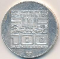 Ausztria 1976. 100Sch Ag "Innsbruck - XII. Téli olimpia / Épületek és olimpiai logó" T:2 (...