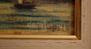 Olvashatatlan jelzéssel: Tihanyi vitorlások. Olaj, farost, keretben, 9×15 cm