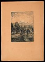 Olvashatatlan jelzéssel: Prága. Rézkarc, papír, jelzett, 9x12,5 cm