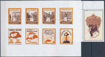 Reprint tétel: 1921 Trianon irredenta kétnyelvű fogazott és vágott levélzáró kisív + 2 db levélzáró