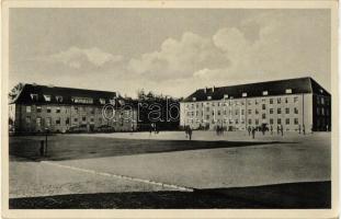 Ansbach, Bleidornkaserne / military barracks, football field with soldiers playing football (EK)