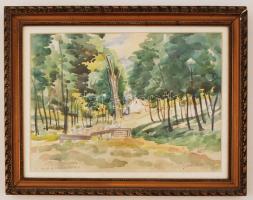 Gyulai Lajos (?-?): Itatás a tanyán. Akvarell, papír, jelzett, üvegezett keretben, 20×28 cm