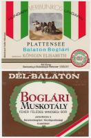 4 db balatoni boros címke(Boglári) + 1 db villányi, összesen 5 db