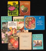 Vegyes kertészeti könyv tétel: Kosinsky Viktor: A szőlőtermesztés kiskönyve (Bp., 1948); 12 hónap kerti munkái (Bp., 1976); a 88 színes oldal a gyümölcsfajtákról (Bp., 1982) két füzete; 2 db Kerti kalendárium (2005 ill. 2006 március); Nyári gyümölcsök termesztése (Bp., 1977); Törpegyümölcsfa-nevelés (Bp., 1982); A metszés ábécéje (Bp., 1987); A házikerti gyümölcsösök és szőlő növényvédelme (Bp., 1986). Összesen 10 db, példányonként változó, nagyrészt jó állapotban.