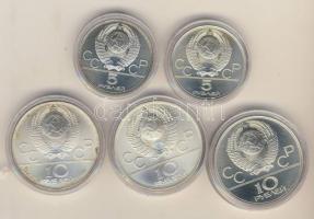 Szovjetunió 1978. "Olimpia" rövid szett díszdobozban 5klf db 5R Ag (2x) + 10R Ag (3x) T:1