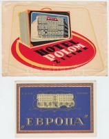 5 db külföldi bőröndcímke(Weimar, Split, Moszkva, Prága, Zsolna)