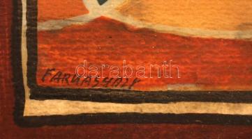 Farkasházy jelzéssel: Színek, formák. Vegyes technika, papír, üvegezett keretben, 18×11 cm