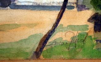 Olvashatatlan jelzéssel: Utca részlet. Akvarell, papír, üvegezett keretben, 23×30 cm