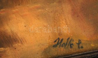 Holló jelzéssel: Lápos vidék. Olaj, karton, üvegezett keretben, 48×35 cm