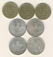 1992. 200Ft Ag (2x) "MNB" + 1993. 200Ft Ag (2x) "MNB" T:BU + 1995. 100Ft (3x) T:2