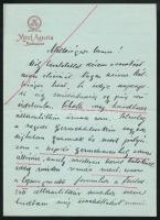 1933 Bp., Dr. Szegeczky Dezső(szegedi gyermekklinika) levele és aláírása a Hotel Astoria fejléces levelén