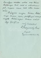 1933 Bp., Dr. Szegeczky Dezső(szegedi gyermekklinika) levele és aláírása a Hotel Astoria fejléces le...