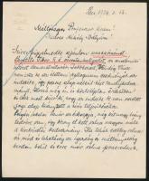 1934 Pécs, Módly Dezső kézzel írt levele Pekár Mihályhoz