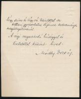 1934 Pécs, Módly Dezső kézzel írt levele Pekár Mihályhoz