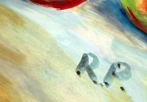 RP jelzéssel: Virágcsendélet. Tempera, papír, 62×43 cm