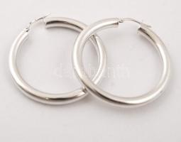 Ezüst karika-fülbevaló,  Ag., nettó: 6,7gr., jelzett, d:4cm/ Silver hoop earrings, Ag, net:6.7 g, marked, d: 4cm