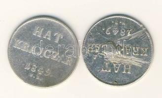 1849NB 6kr Ag (2x) "Szabadságharc" T:2 (forrasztásnyom),3 k.